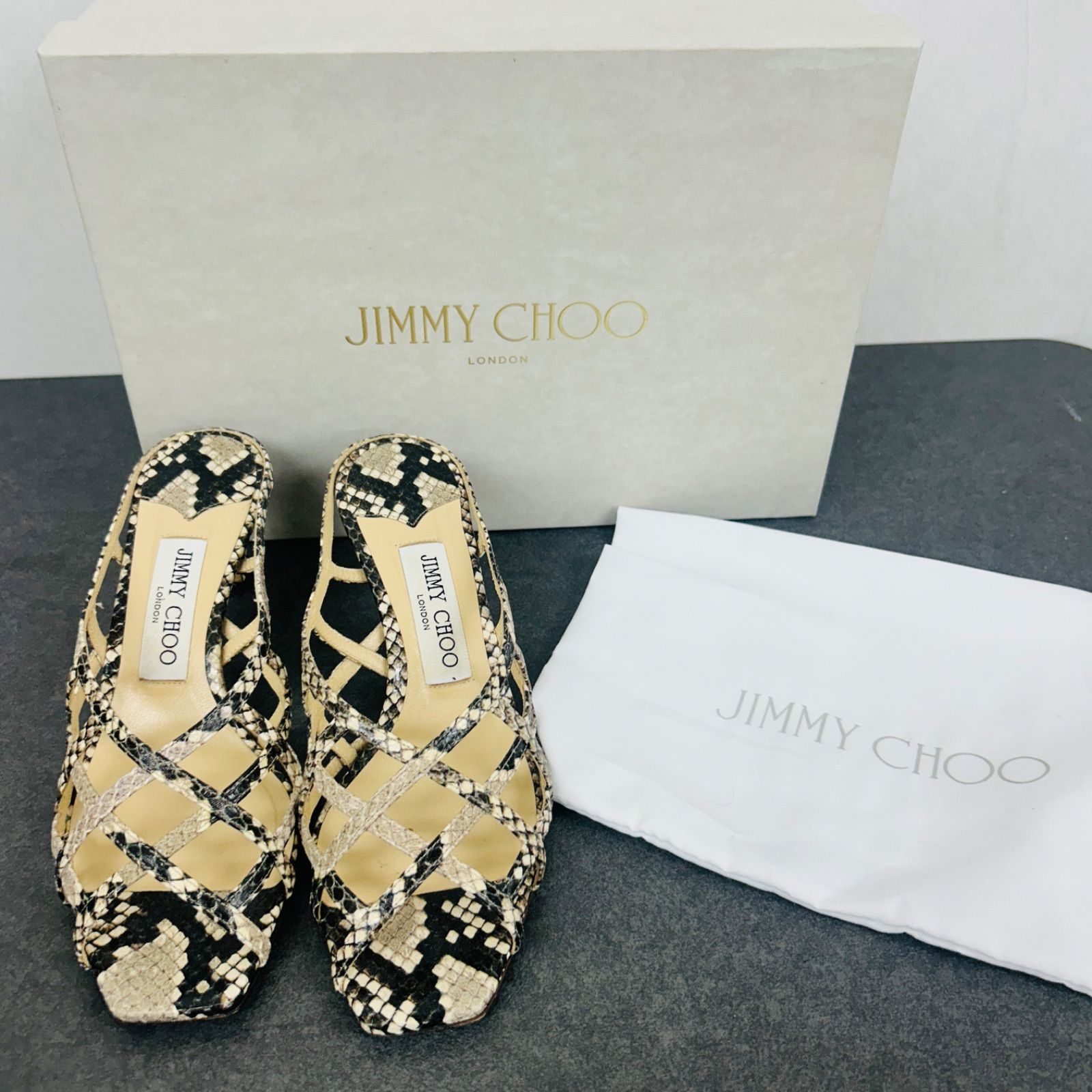 JIMMY CHOOサンダル　新品　36　未使用 JIMMY CHOO サンダル ハイヒール パイソン柄 36 1/2 レディース