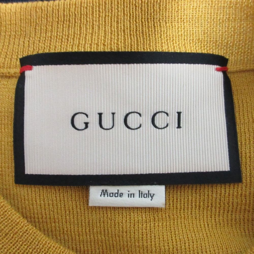 美品 GUCCI グッチ ウール100％ フリルハーフスリーブ ウェブライン  