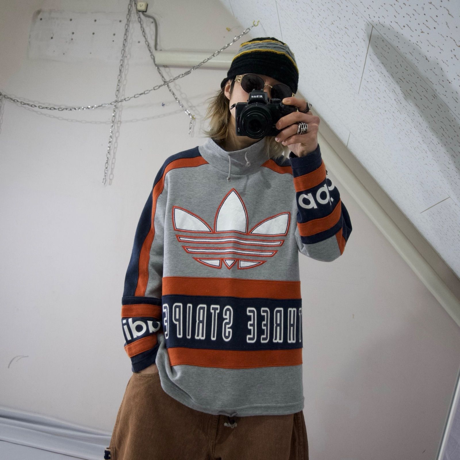adidas 　スウェット　トレーナー90s 80s　デサント L】【90年代】adidas アディダス デサント製 パフォーマンスロゴ