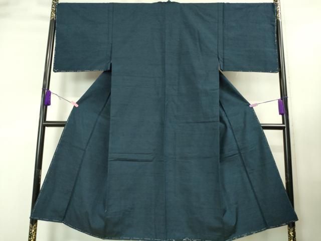 平和屋着物 上 男性 紬 アンサンブル 色無地 濃い藍鉄色 ♥ DZAA9204kh5