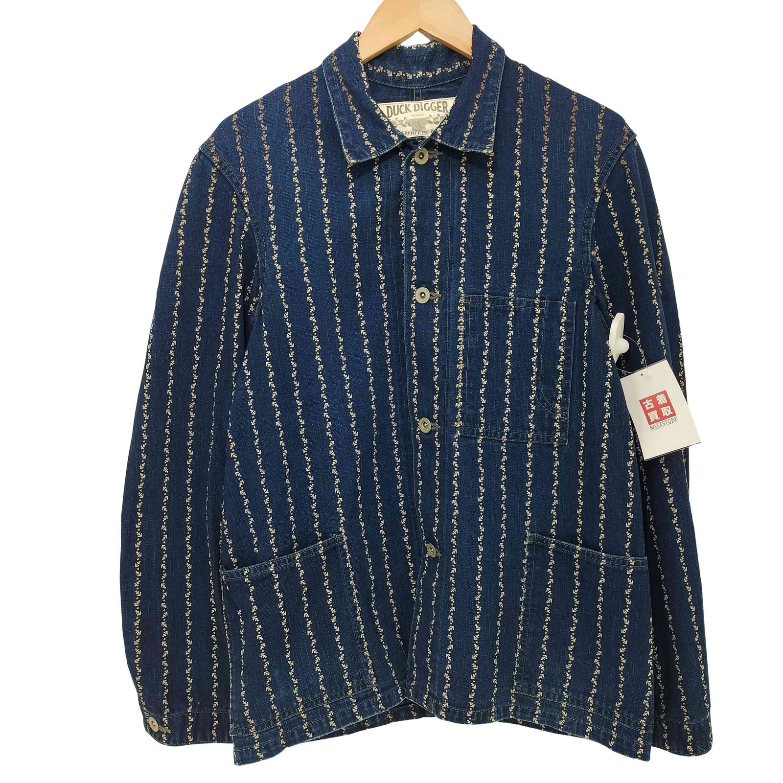 ユーズドフルギ 古着 DUCK DIGGER 錨ストライプ デニムカバーオール メンズ W36