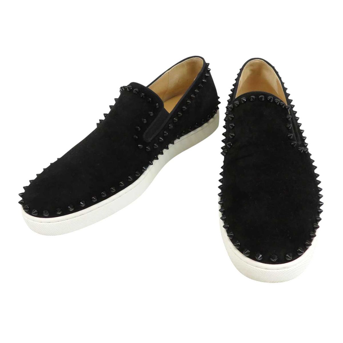 Christian Louboutin スタッズスリッポン 黒1 中古・古着通販】Christian Louboutin (クリスチャン・ルブタン