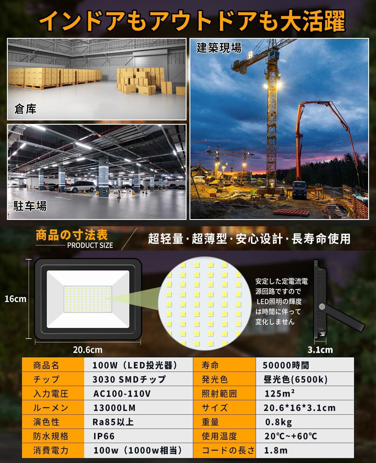 投光器屋外 100v