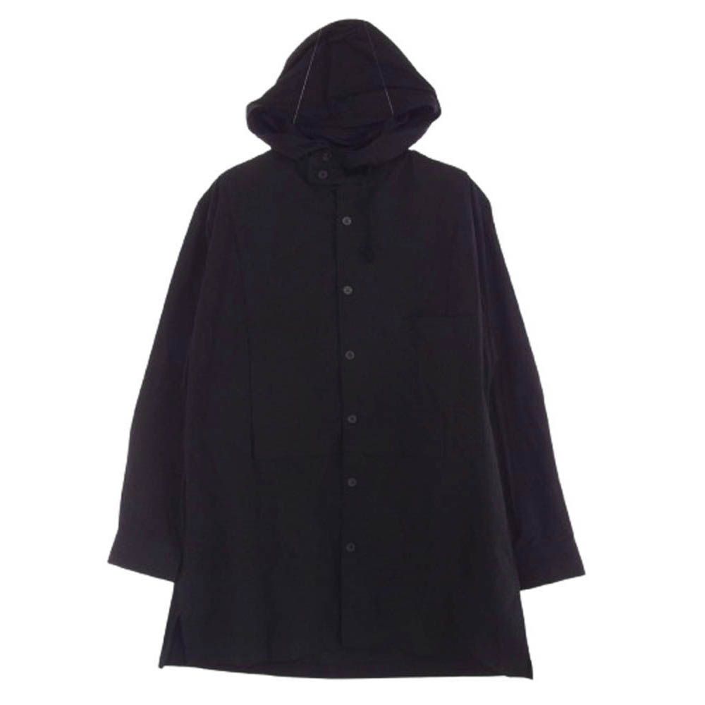 Yohji Yamamoto ヨウジヤマモト 24SS GS-B03-001-2 GroundY グラウンドワイ COTTON BROAD DUFFLE HOODED SHIRT コットン ブロード ダッフルフード シャツ ブラック系 03 上