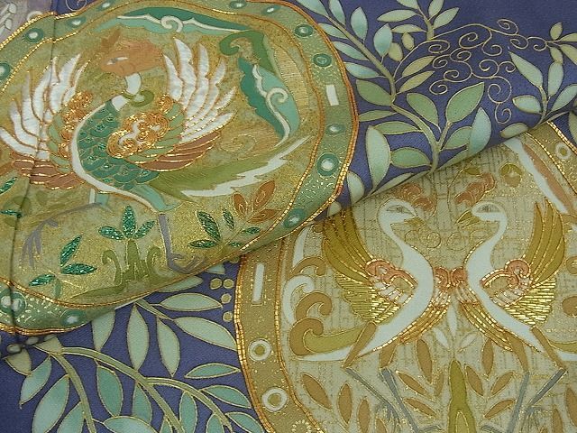 平和屋本店□極上 創業460年・千總 色留袖 駒刺繍 鳳凰花唐草文 桔梗色