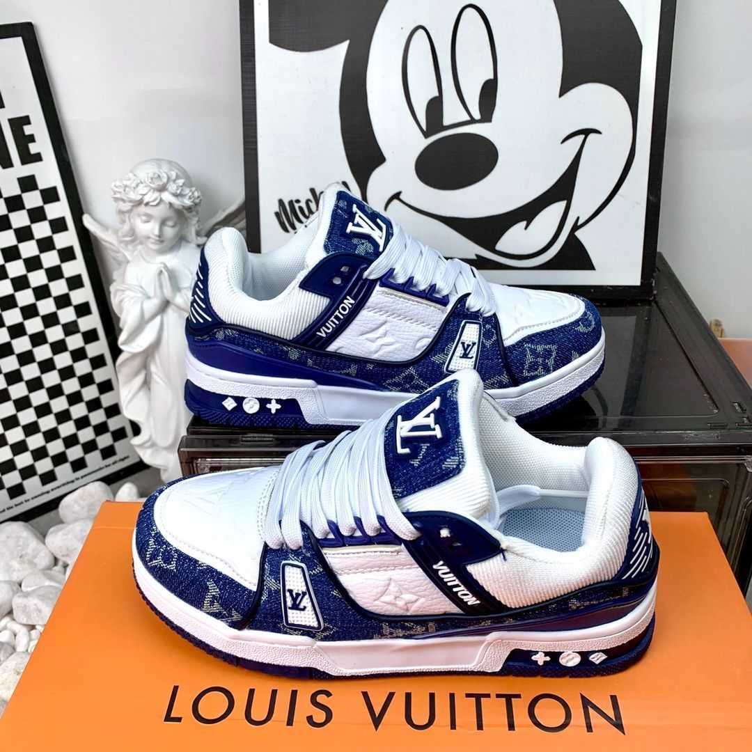 LOUIS VUITTON Trainer デニムレザーカジュアルロートップファッションスニーカー｜ ｜