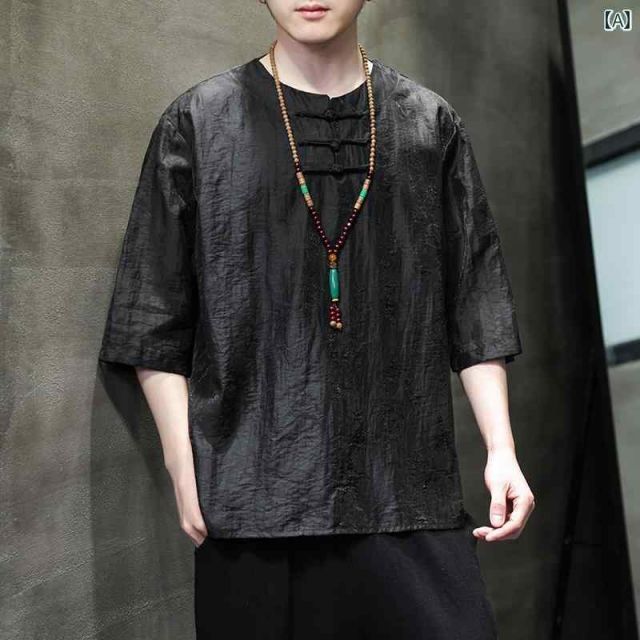 [M]秋冬 コーデ メンズ  服 シンプル ファッション オシャレ 大人 かっこいい 大きいサイズ ストリート 紳士服 レトロ 軽 通気 半袖 T シャツ ボタン アップ トップス 