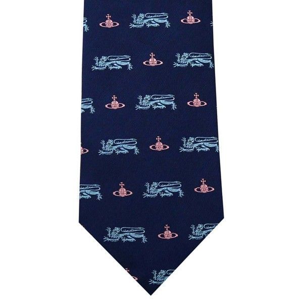 Vivienne Westwood ヴィヴィアン ウェストウッド ネクタイ ブルー系 モチーフ柄 イタリー製 シルク100％ AW 25 -W 0195-K 401-BLUE