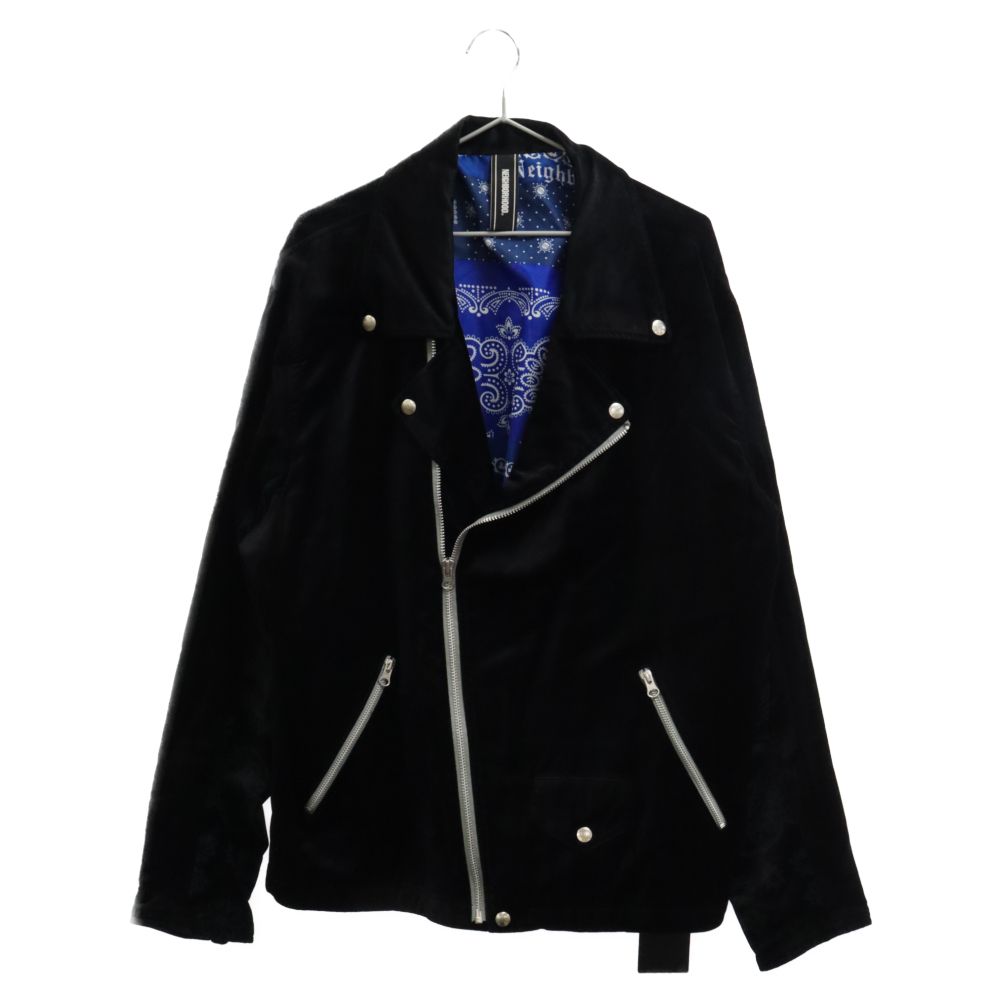 NEIGHBORHOOD ネイバーフッド 21SS RIDERS CR-JKT ペイズリー ベロア ダブルライダースジャケット ブラック 211AQNH-JKM06 NEIGHBORHOOD (ネイバーフッド) 21SS RIDERS CR-JKT ペイズリー ベロア