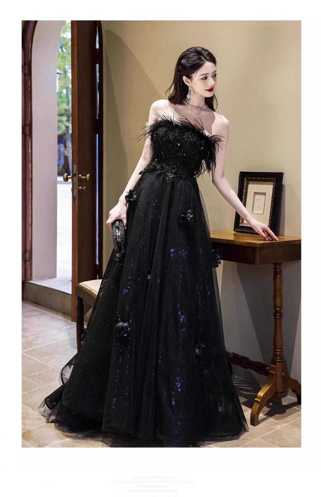 未使用　Marchesa notte ブラック　ウェディング　ロングドレス カラードレス ロングドレス ブラック ノースリーブ 袖なし