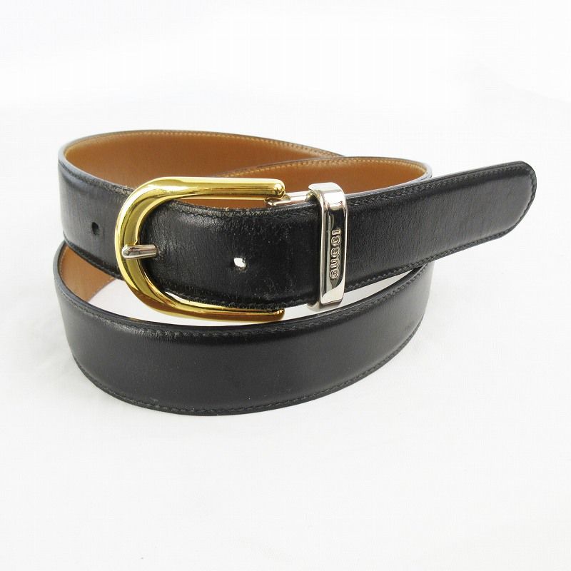 豪奢な グッチ GUCCI ベルト ピンバックル コンビ シルバー ゴールド 小物