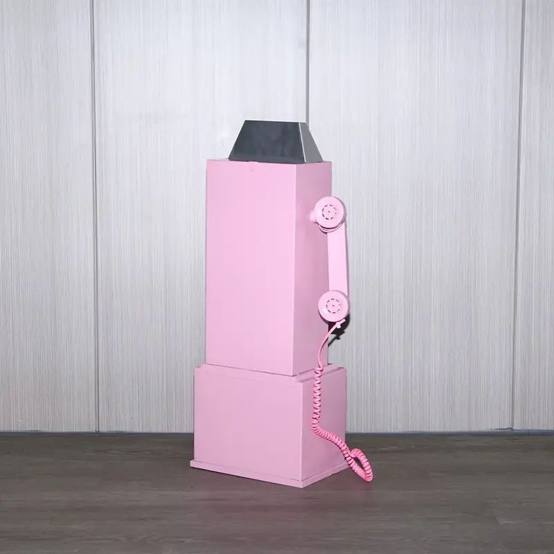 置物 オブジェ 電話ボックス ピンク 鉄 ヴィンテージ おしゃれ