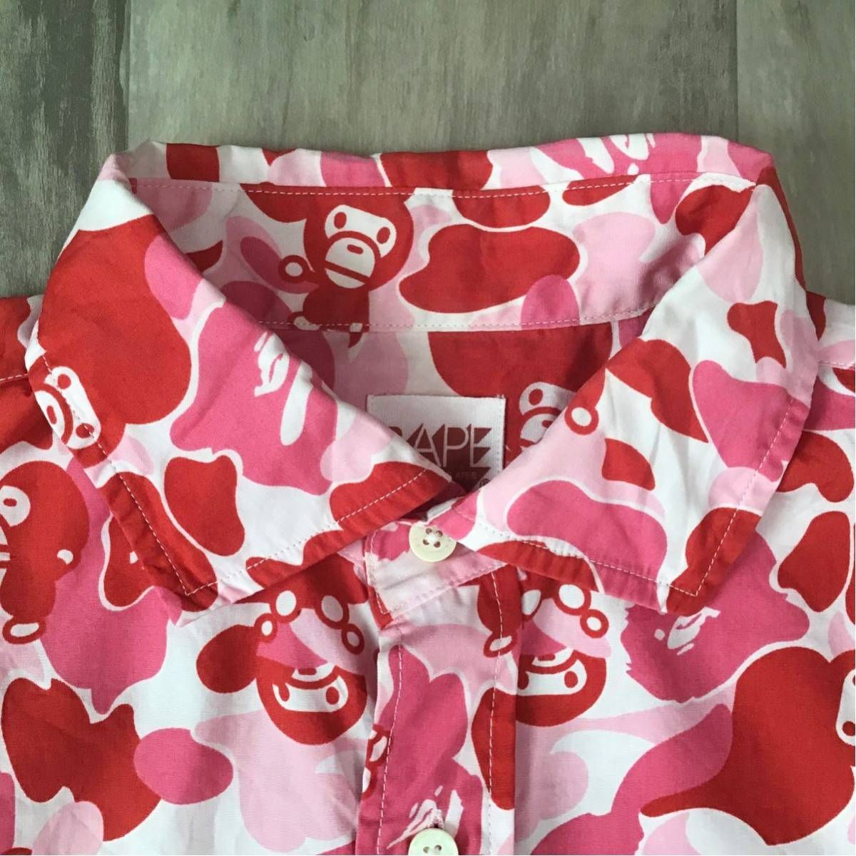 Milo ABC camo pink 長袖シャツ Mサイズ a bathing ape BAPE