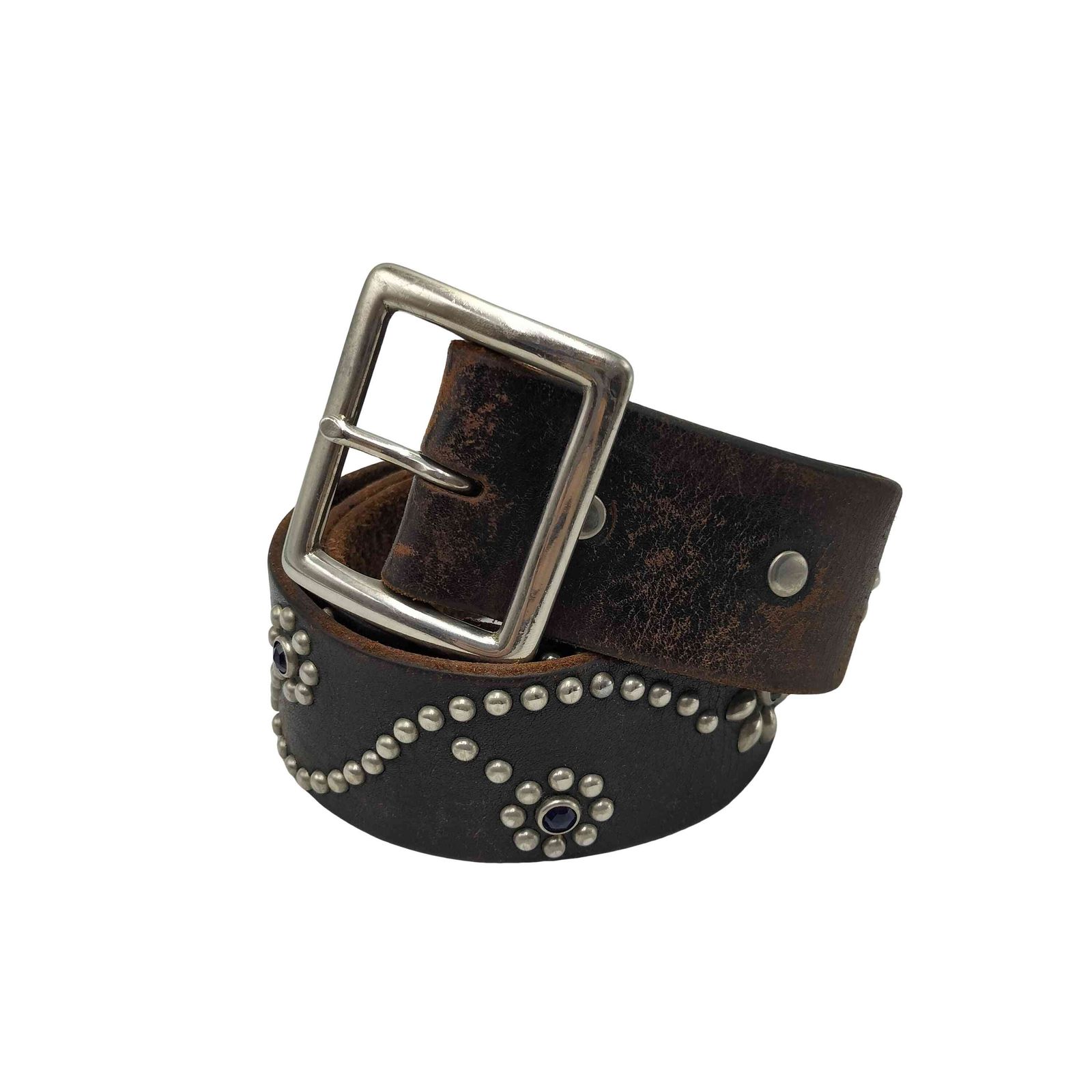 エイチティーシー HTC Rhine Stone Flower Belt レザー スタッズ 