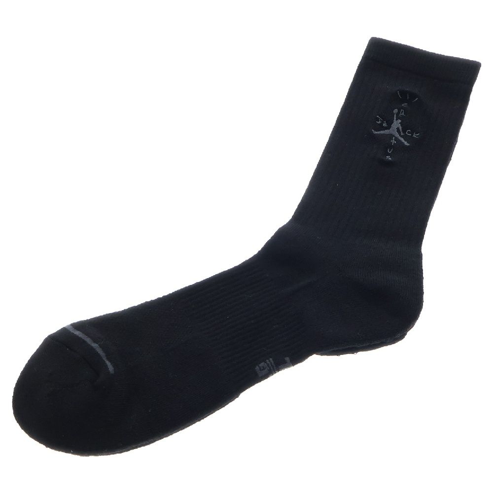 NIKE (ナイキ) ×TRAVIS SCOTT JORDAN EVERYDAY CUSHION CREW SOCKS トラヴィス スコットジョーダン ロゴ刺繍ソックス 靴下 ブラック