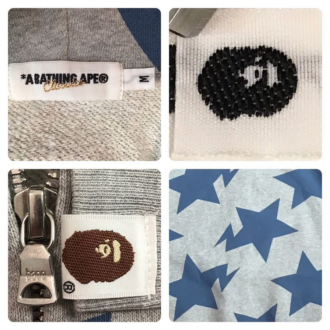 BAPE スター パーカー Mサイズ グレー × ブルー a bathing ape BAPE