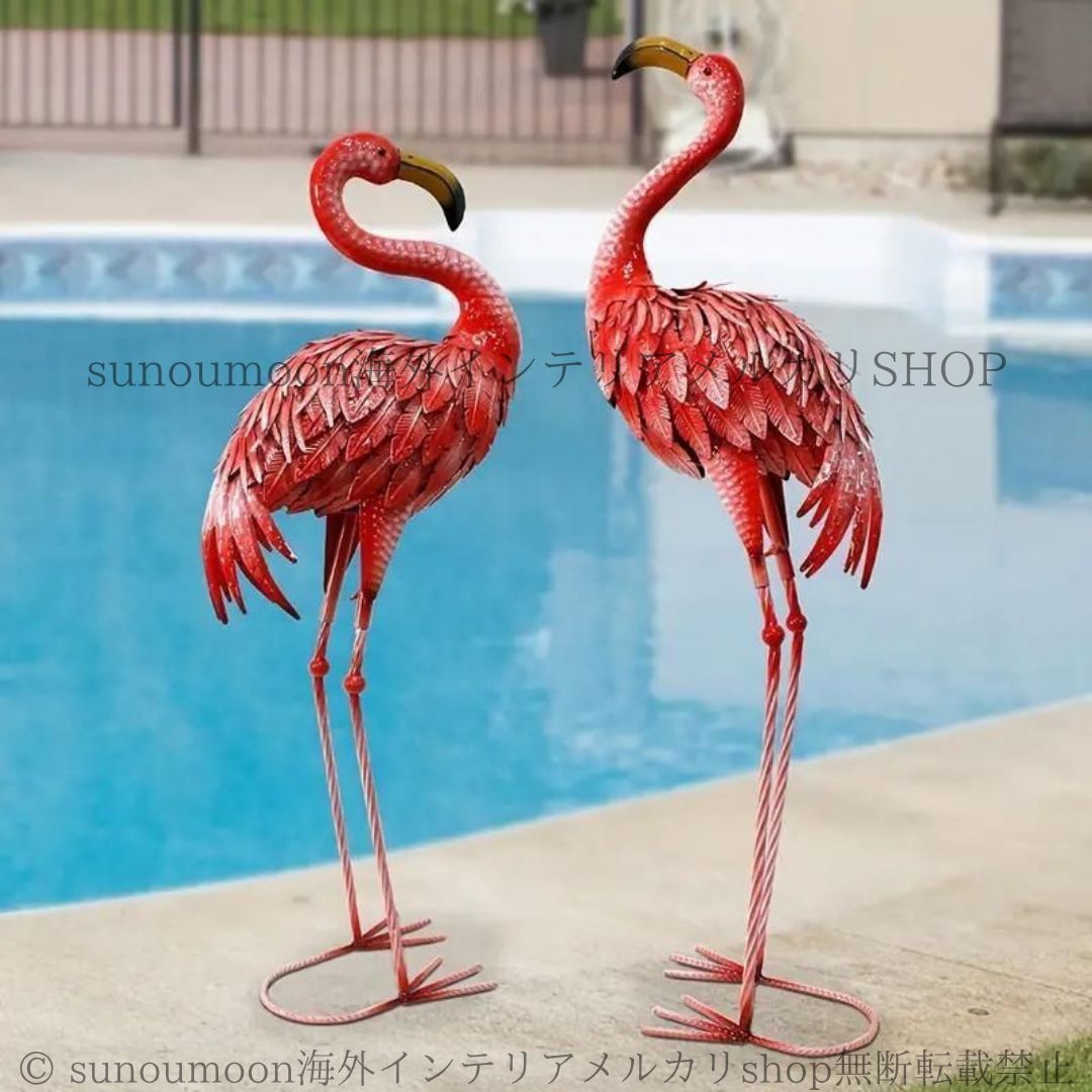 激安店舗 庭 置物 ガーデンオーナメント オブジェ フラミンゴ 芝生 動物 オーナメント・オブジェ