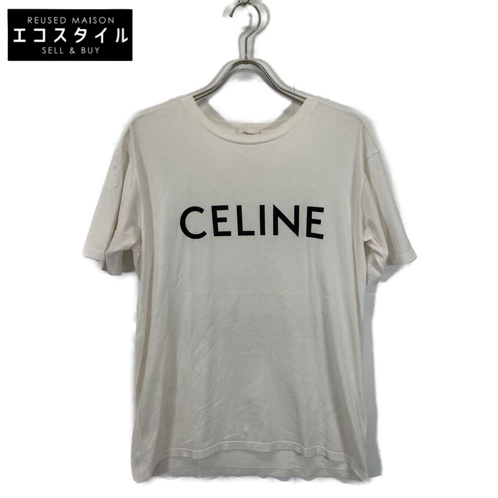 CELINE セリーヌ ホワイト ロゴプリント 半袖Tシャツ 2X764671Q CELINE セリーヌ ホワイト ロゴプリント 半袖Tシャツ 2X764671Q