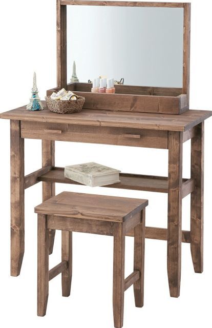 クーポン配布中-スーパー 対象 デスク＆スツール デスク W80×D40×H70 スツール W36×D28×42 ブラウン