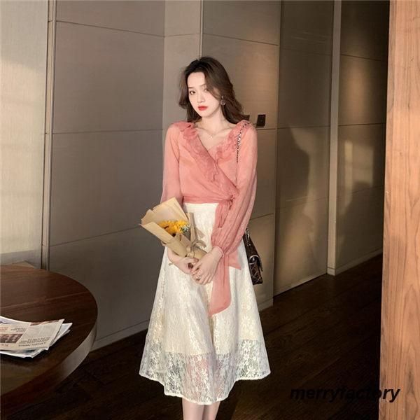 ブラウス レディース 長袖ブラウス バルーンスリーブ袖 ブラウス 重ね着風 Vネック フェミニン 秋服 新作 結婚記念日 61pEJJY48dL._UY350_.jpg
