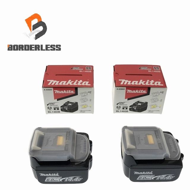 2個セット makita マキタ 14.4V 6.0Ah 純正リチウムイオンバッテリー BL1460B 残量表示付 蓄電池 87118