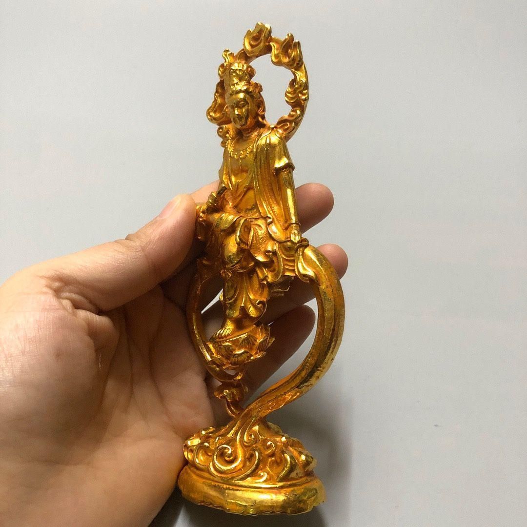 仏教美術 仏像 持蓮自在観音仏像神像 観世音菩薩像 銅製 工芸品 仏教美術 仏像 持蓮自在観音仏像神像 観世音菩薩像 銅製 工芸品 - メルカリ