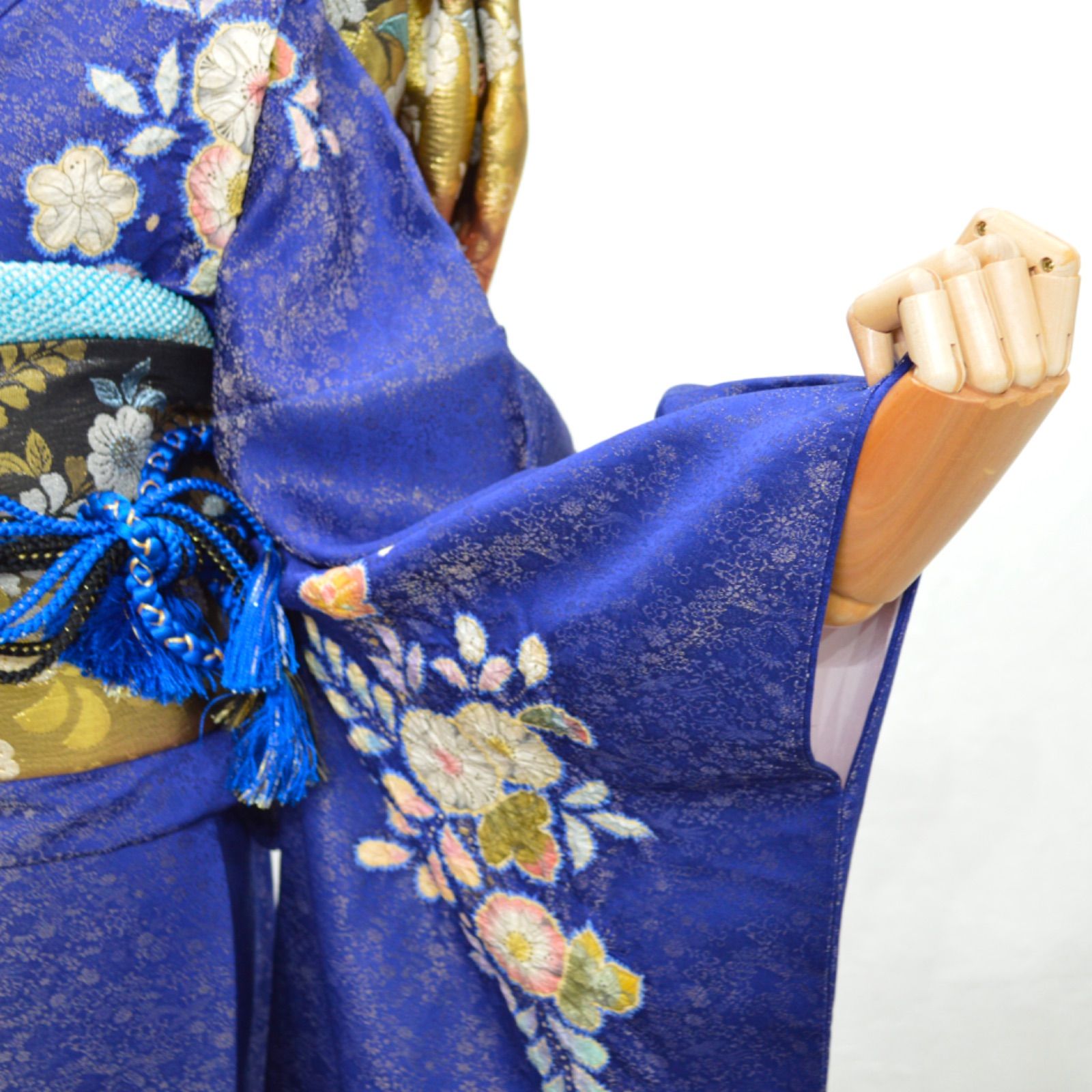 美品》正絹 振袖フルセット M〜LLサイズ 辻が花 落款あり 成人式 青地