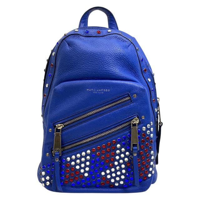 マークジェイコブス M0008507 P.Y.T バックパック リュックサック バッグ ビジュー スタッズ レザー ブルー ロゴ MARC JACOBS