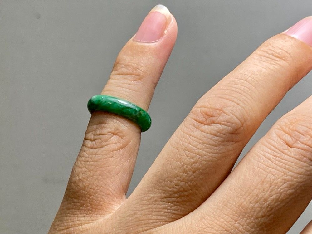 L14-178 ピンキーリング 氷糯種 深緑 1.5号 天然グアテマラ産 A貨 本