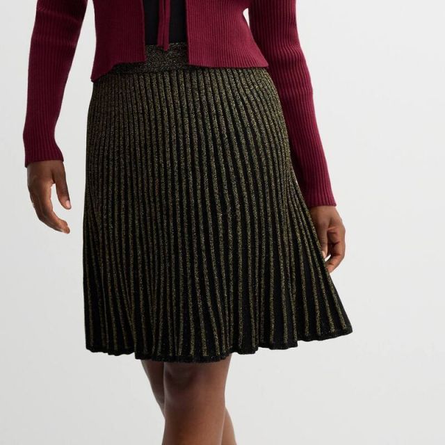 【送料無料】 ドレイパージェームス レディース スカート ボトムス Women's Draper James Sweater Skirt Black Gold