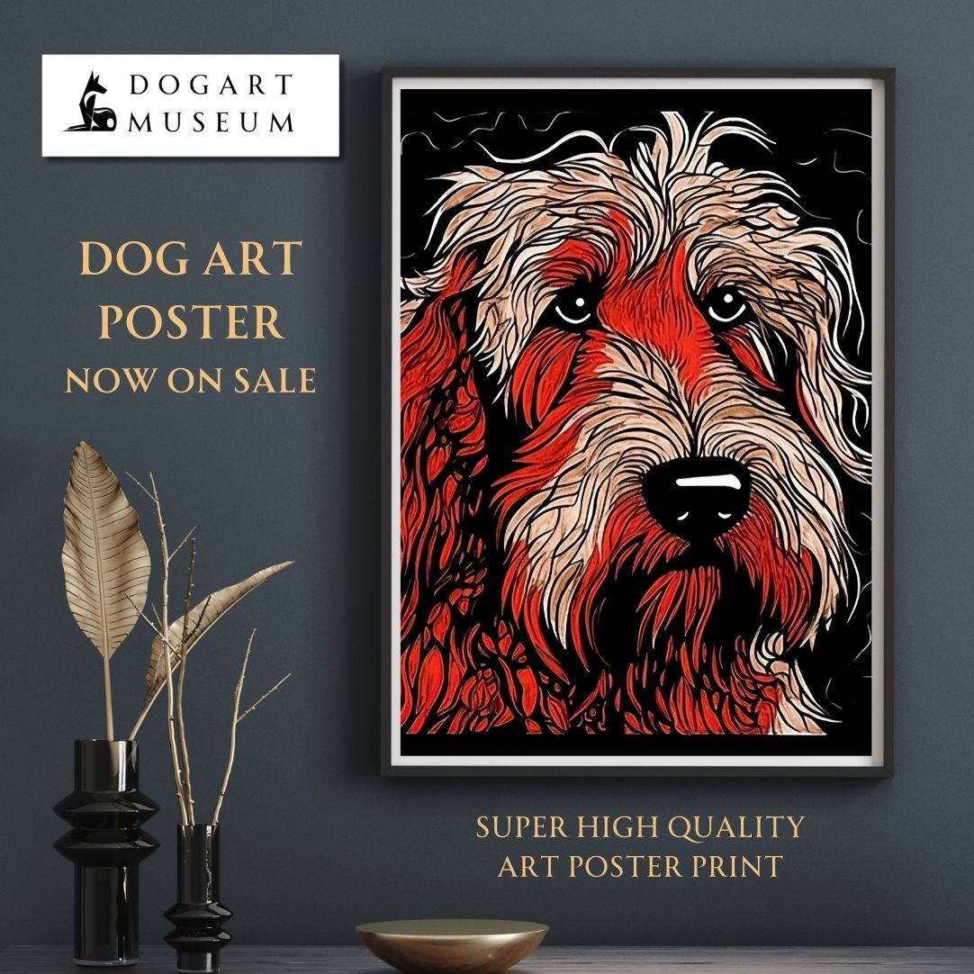 【Trinity (トリニティー) - ゴールデンドゥードル犬 No.3】幸運 モダンアートポスター 犬の絵 犬の絵画 犬のイラスト