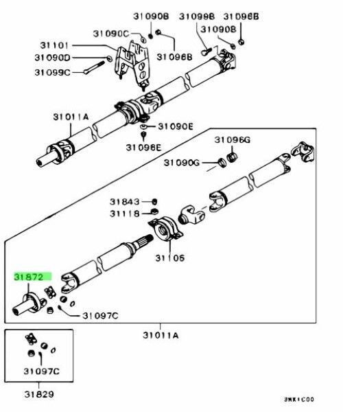 ミツビシ 純正 デリカヨーク プロペラ シャフト スリーブ リヤ YOKE PROPELLER SHAFT SLEEVE RR MR196130 Mitsubishi 三菱 Genuine