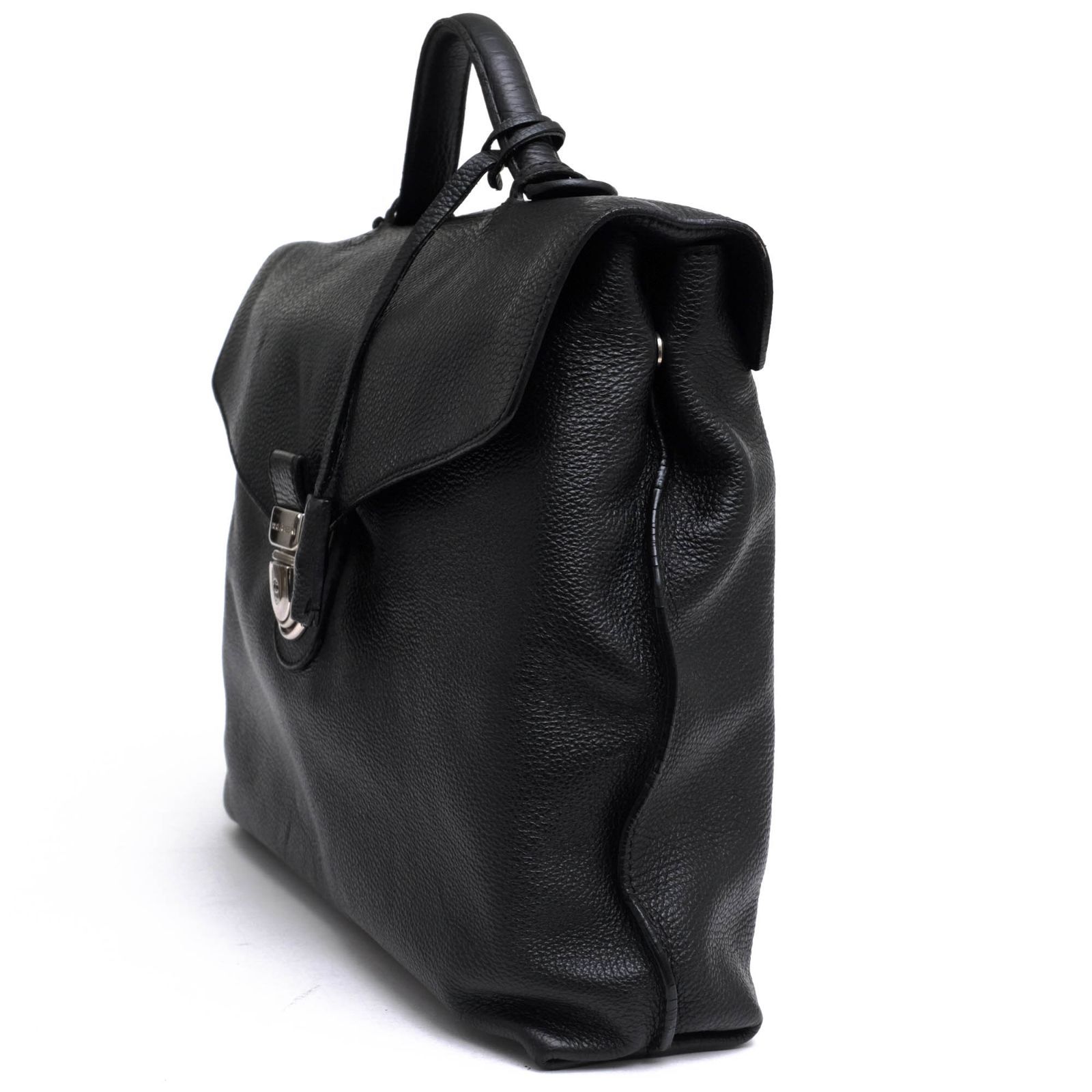 ドルガバ／DOLCE＆GABBANA バッグ ブリーフケース ビジネスバッグ 鞄 ビジネス メンズ 男性 男性用レザー 革 本革 ブラック 黒  BW0136 A6R31 フラップ式 シボ革 シュリンクレザー