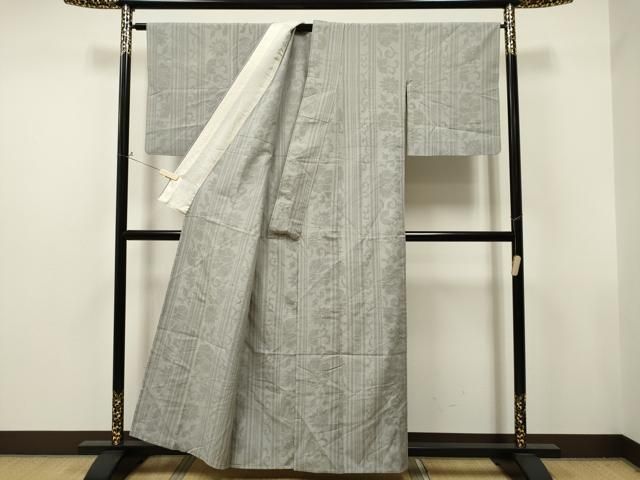 平和屋着物▽結城紬 奥順 はたおり娘 単衣 80亀甲 縞