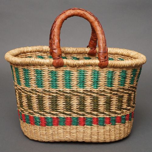 アフリカ ブルキナファソ 楕円 マルシェバスケット カラー M