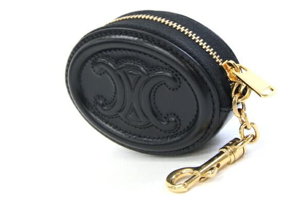 【未使用に近い・付属品完備】セリーヌ キュイル トリオンフ コインケース 黒 CELINE 【新品・未使用品】セリーヌ ジップ付きカードホルダー