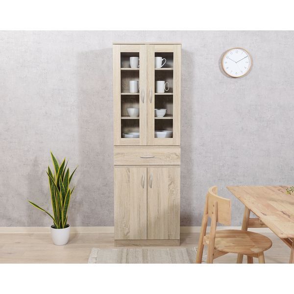 ハイキッチンキャビネット 約180×60cm オーク 組立品 代引不可