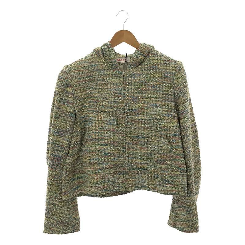 【美品】  MASU / エムエーエスユー | 2024SS | TWEED ZIP-UP HOODIE / ツイード ジップアップ フーディ ジャケット / 総裏地 | 48 | CANDY | メンズ 美品】 MASU / エムエーエスユー | 2024SS | TWEED ZIP-UP HOODIE