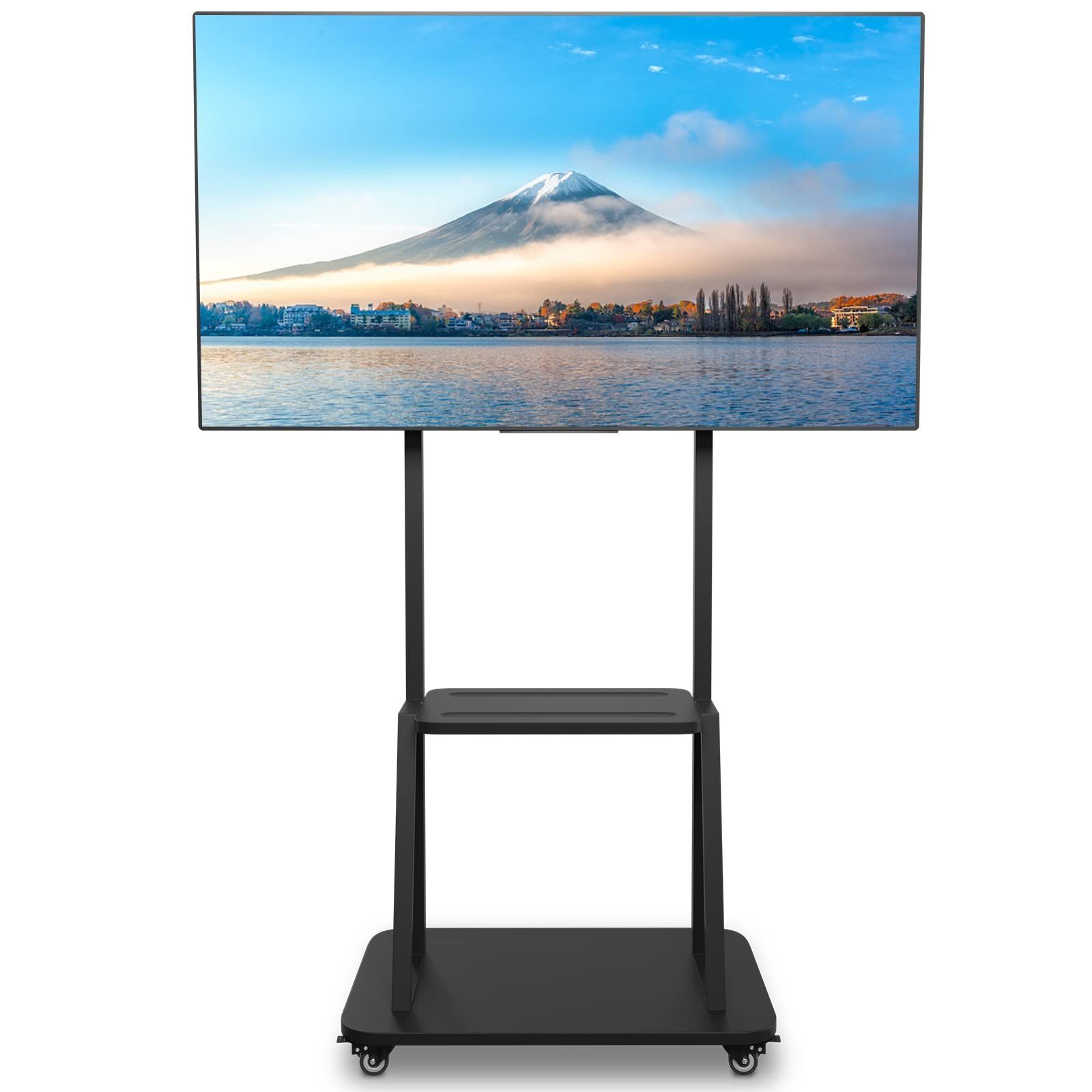 【特価セール】省スペース 棚板付き 耐荷重80KG 高さ調節可能 家用 移動式 32~75インチ対応 キャスター付き 業務用 ハイタイプ 液晶TVスタンド tvスタンド 展示用 テレビスタンド WHESWELL