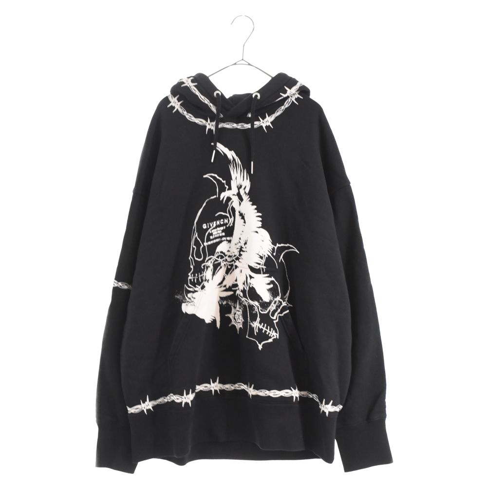 GIVENCHY ジバンシィ 21AW 4G BOTHSIDE LOGO EMBROIDERED PULLOVER HOODIE BMJ0CQ3Y6V 両面立体刺繍ロゴスウェットプルオーバーフーディ スウェットパーカー ブラック