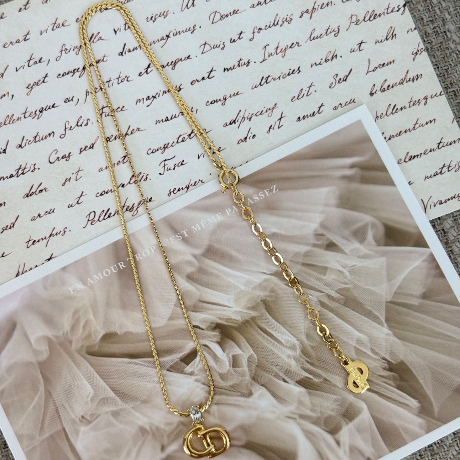 極美品】クリスチャンディオール/ネックレス/ラインストーン/CDロゴ