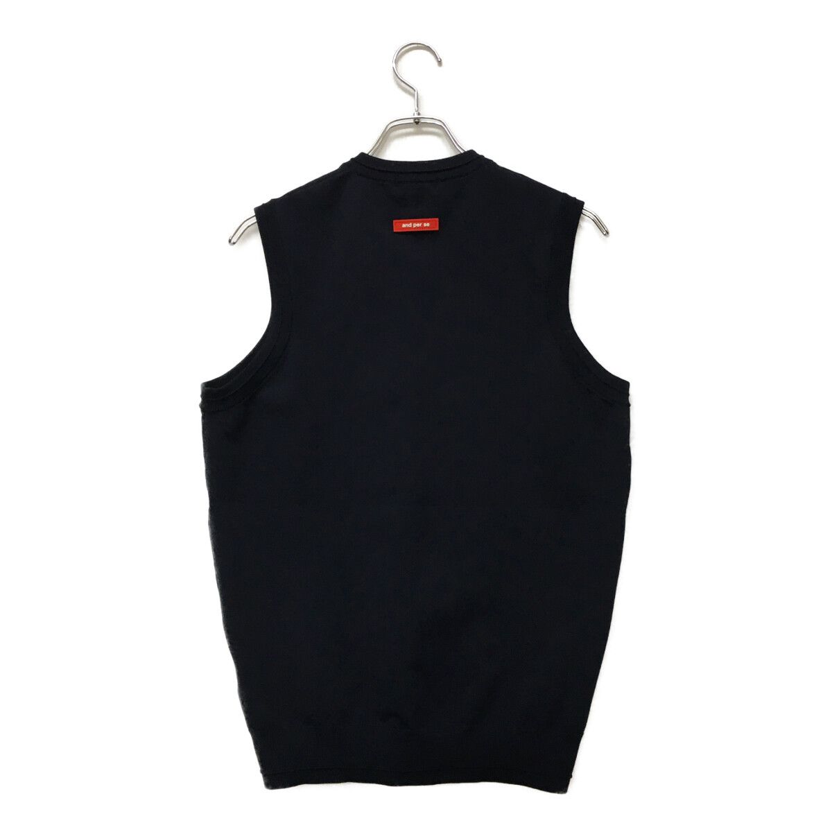 美品✨and per se アンパスィ ニットベスト Mサイズ 未使用品 メンズ 高品質 アンパスィ and per se ベスト M 紺 Vネック