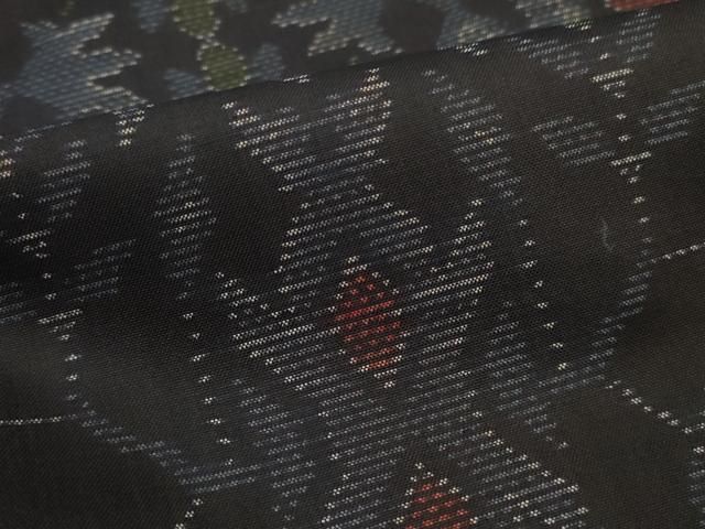 平和屋着物○上質な紬 幾何学間道 黒地 正絹 逸品 AAAZ7470zg