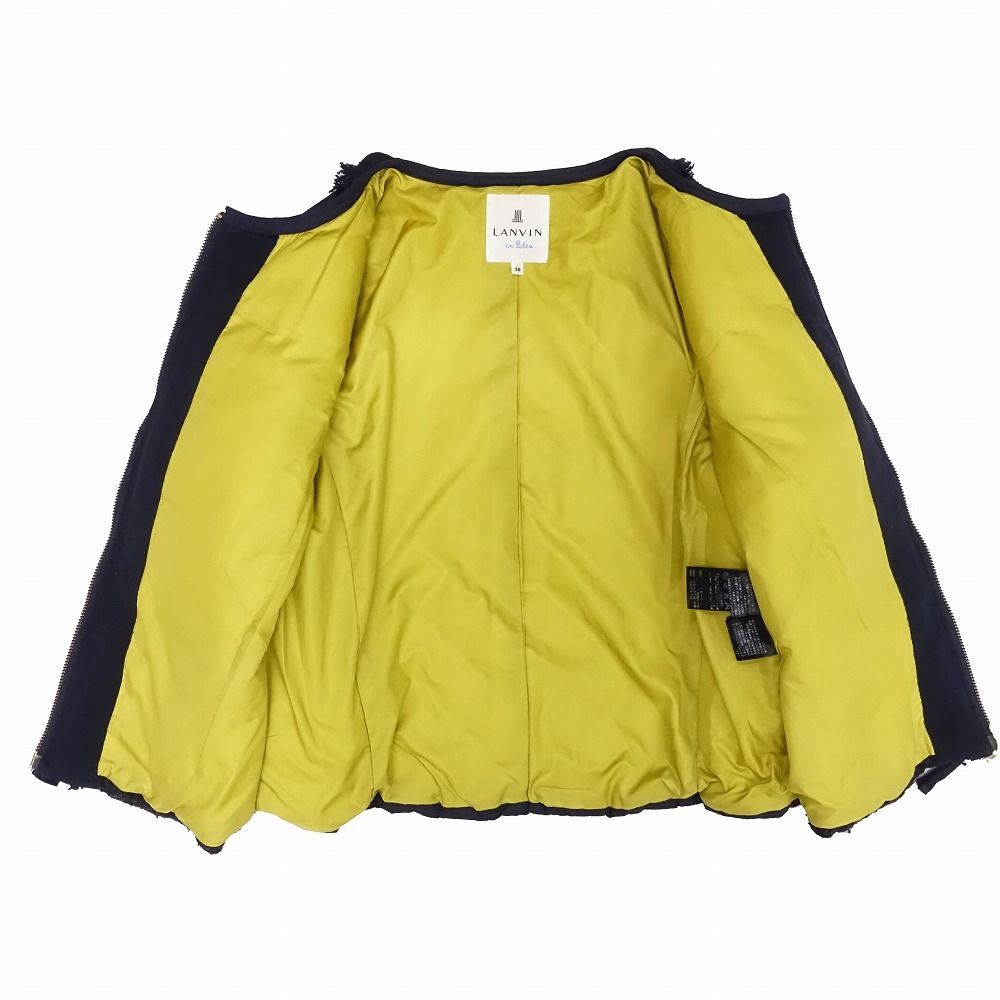 LANVIN en Bleu ランバンオンブルー ツイード 中綿 ノーカラー 
