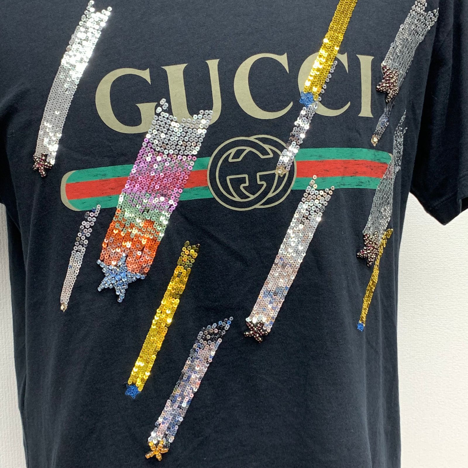 GUCCI ティーシャツ グッチ シューティングスタースパンコールロゴT GUCCI ティーシャツ グッチ シューティングスタースパンコールロゴT