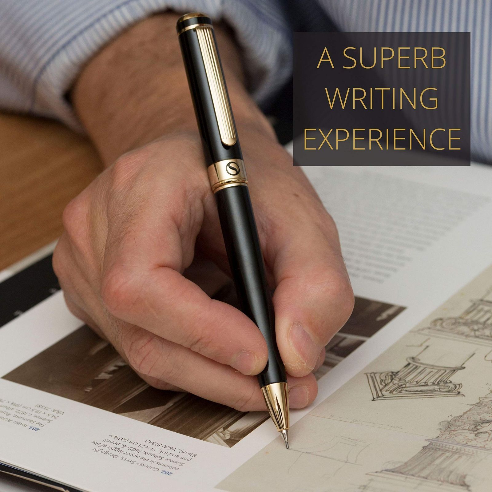  色 ブラック 24 Kゴールドのアポイントメント付き 女性 男性 最高のギフ 筆ペン 筆ペン 万年毛筆