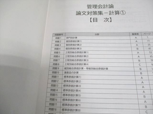 CPA会計学院 公認会計士講座 管理会計論 論文対策集 計算編/理論編1/2 2025年合格目標セット 状態良 計4冊 059R4D 管理会計論 (1) 個別問題・製品原価計算編 (公認会計士 新