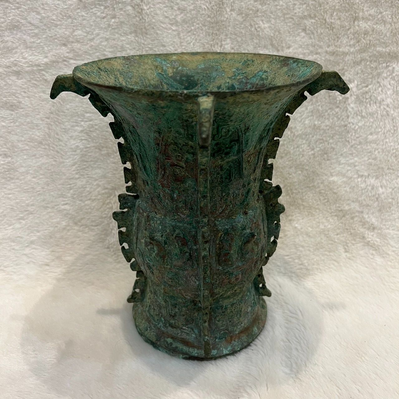 中国古代美術 青銅製 尊 精緻彫装 古雅 飾り物 骨董 中国アンティーク