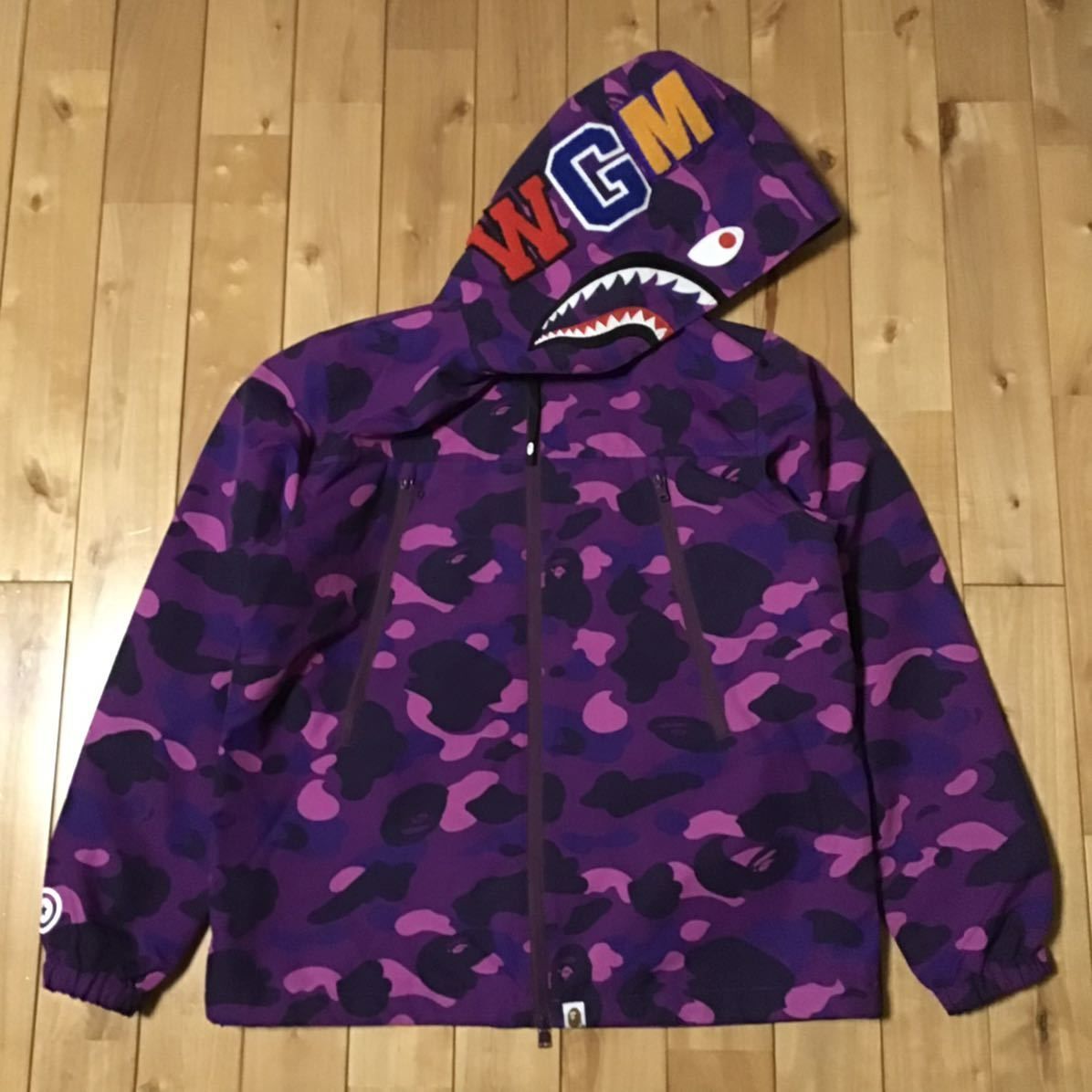 Purple camo shark zip hoodie jacket Mサイズ a bathing ape BAPE シャーク パーカー ジャケット エイプ ベイプ アベイシングエイプ