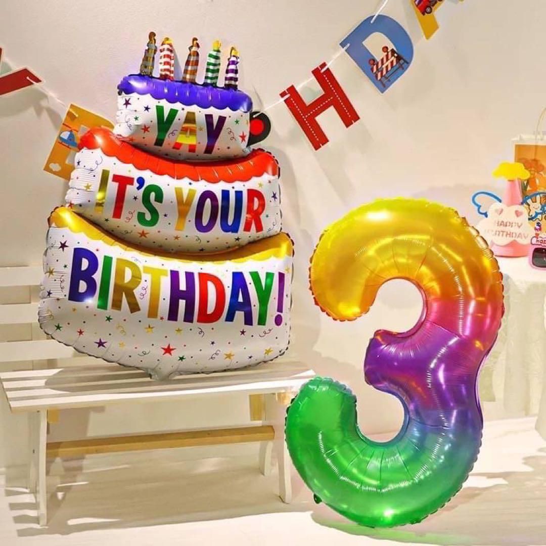 バルーンビック バースデー ケーキ 風船 記念日 写真 誕生日